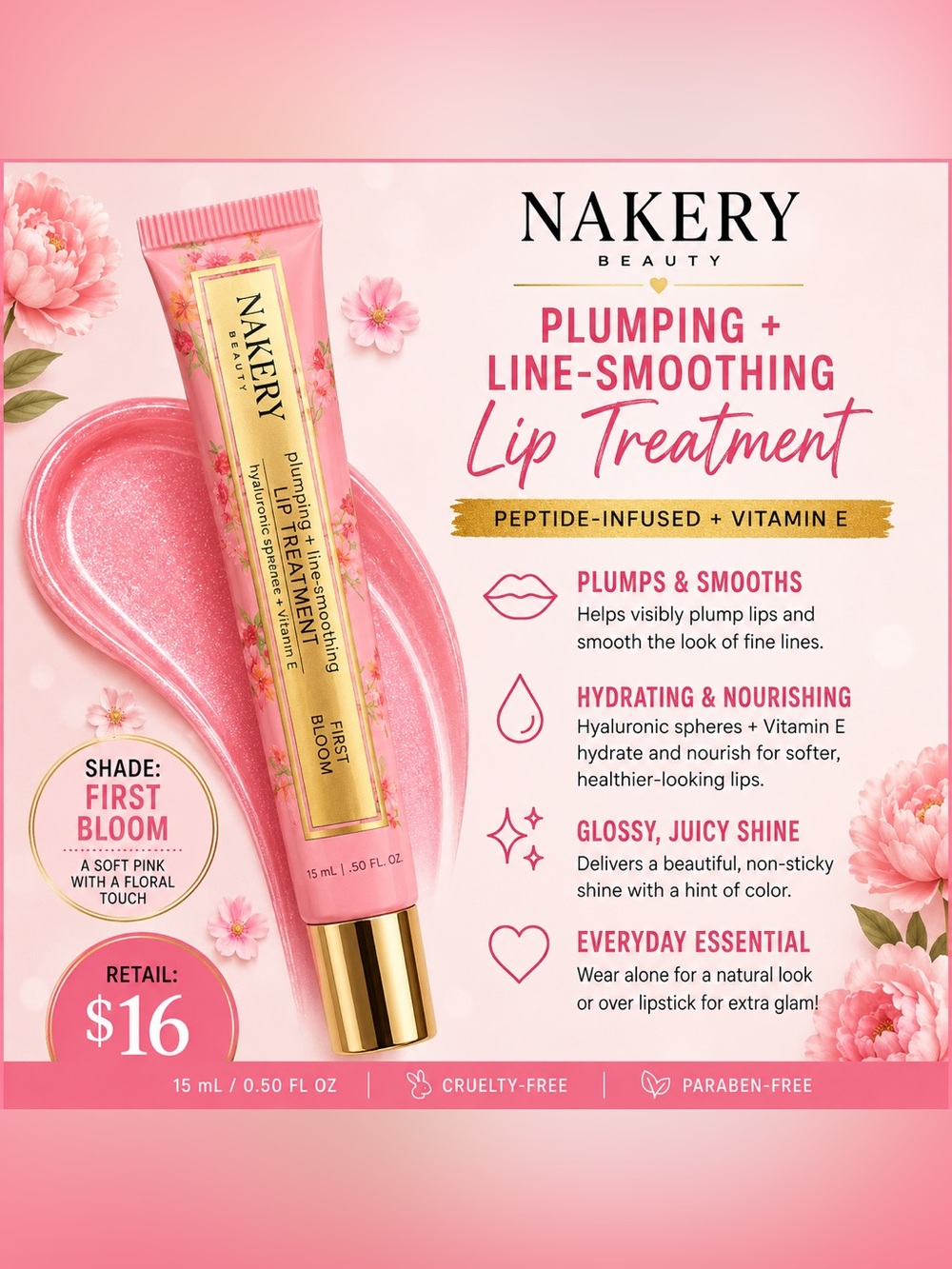 Nakery Beauty First Bloom Plumping + Line-Smoothing Lip Treatment